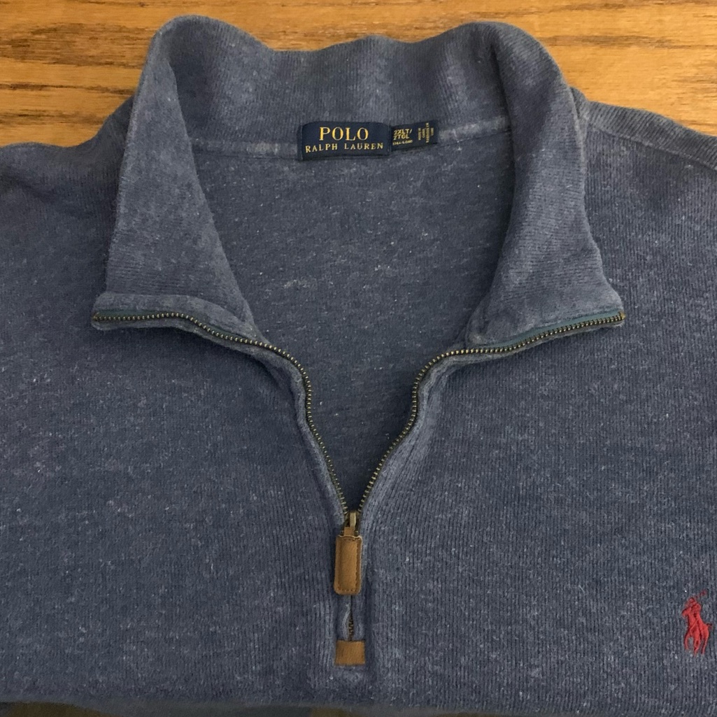 Rl Polo Indigo Blue All Cotton Big 1/4 Zip Sweatshirt